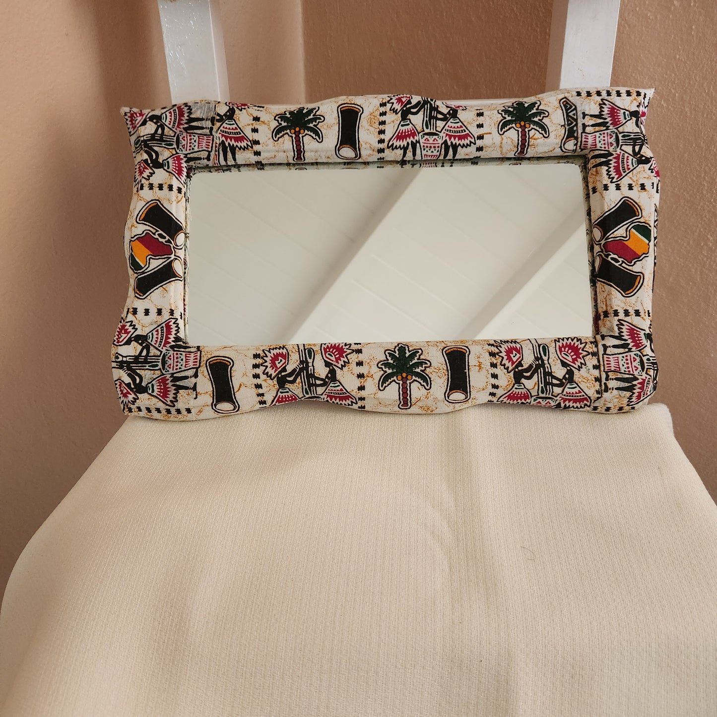 Handcrafted Africa Print Mirror